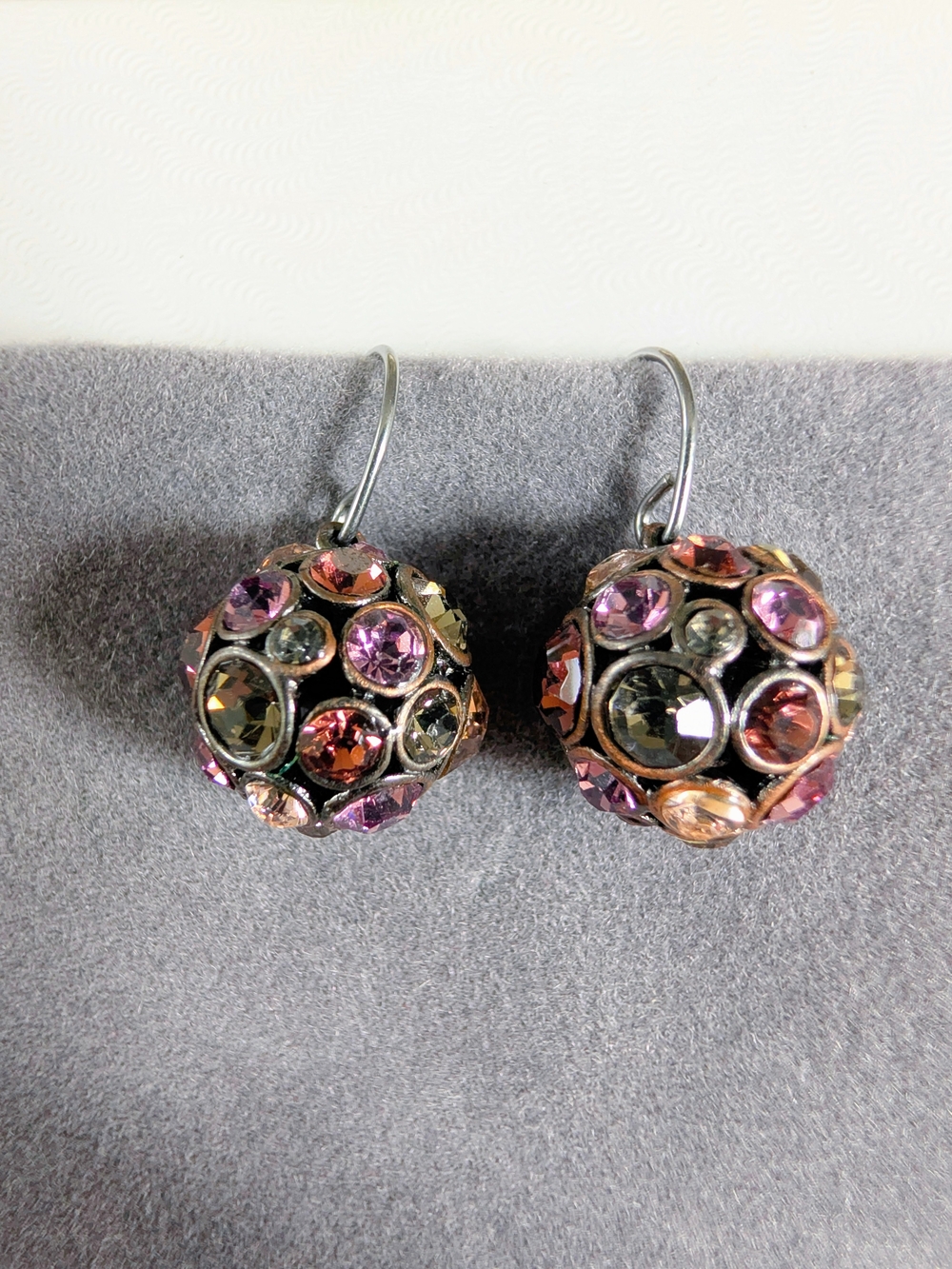 Fossil gold and multi rhinestone Globe Earrings